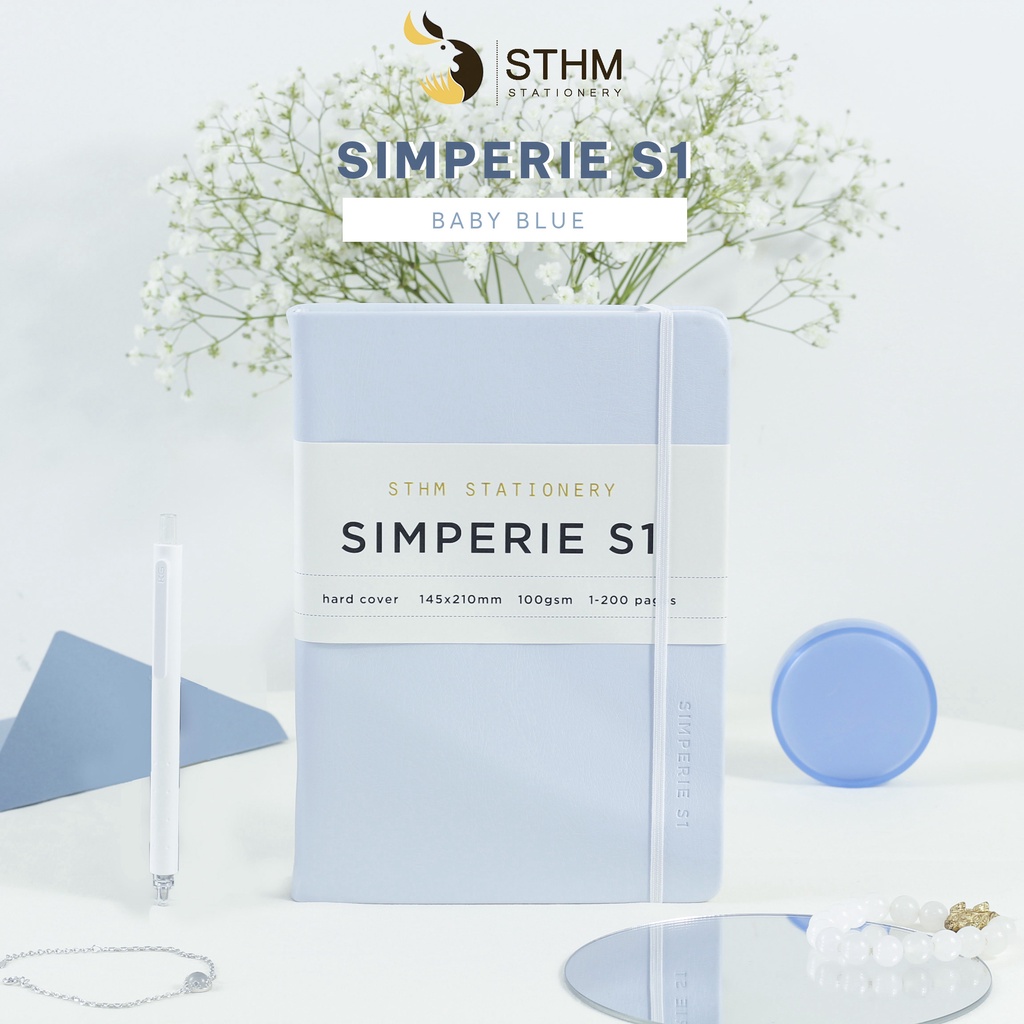 SIMPERIE S1 - Baby blue - Sổ tay bìa cứng simili - Ruột đánh số trang - STHM stationery