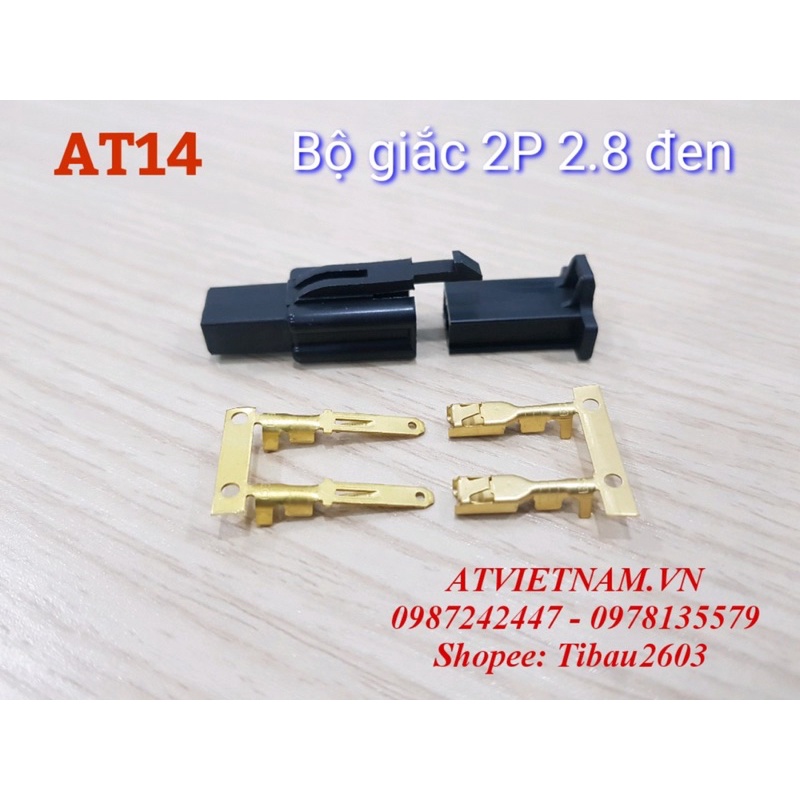 Bộ Giắc Nhựa 2 Lỗ Đen 2P 2.8 - AT14