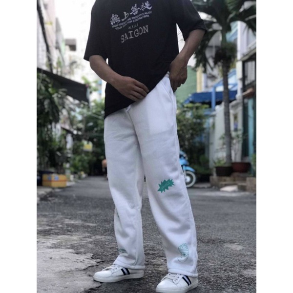 (Ảnh thật)Quần jogger nỉ ống xuông unisex nam nữ họa tiết ulzzang form rộng phong cách hàn