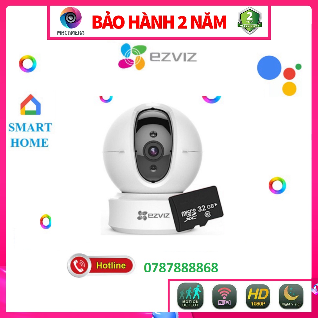 Camera 2M Trong Nhà (XOAY 360) WIFI Ezviz C6N CV246 C6CN Smart Home 2K 1080P 2mp 4mp [Hỗ Trợ Cổng Lan]