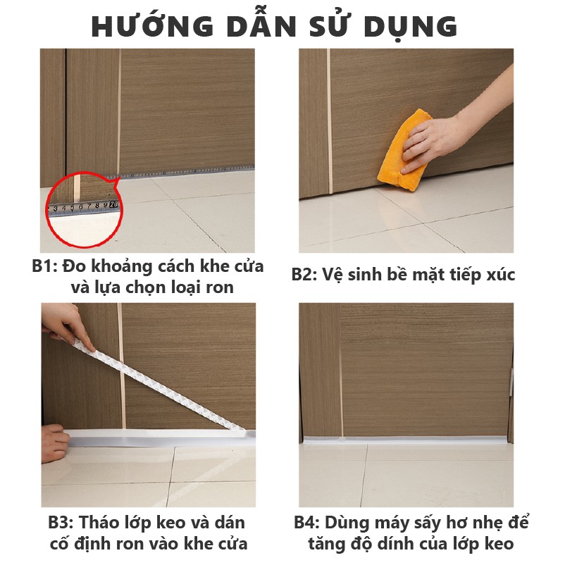 Ron dán cửa chặn khe hở dài 2 mét  Thanh dán đáy cửa NANORON chống bụi, chống côn trùng, chống thoát hơi lạnh R234