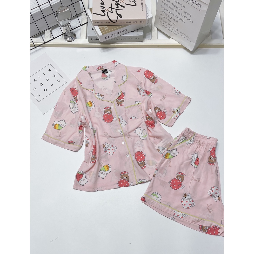 Pijama đùi chất tole lanh hàng VNXK