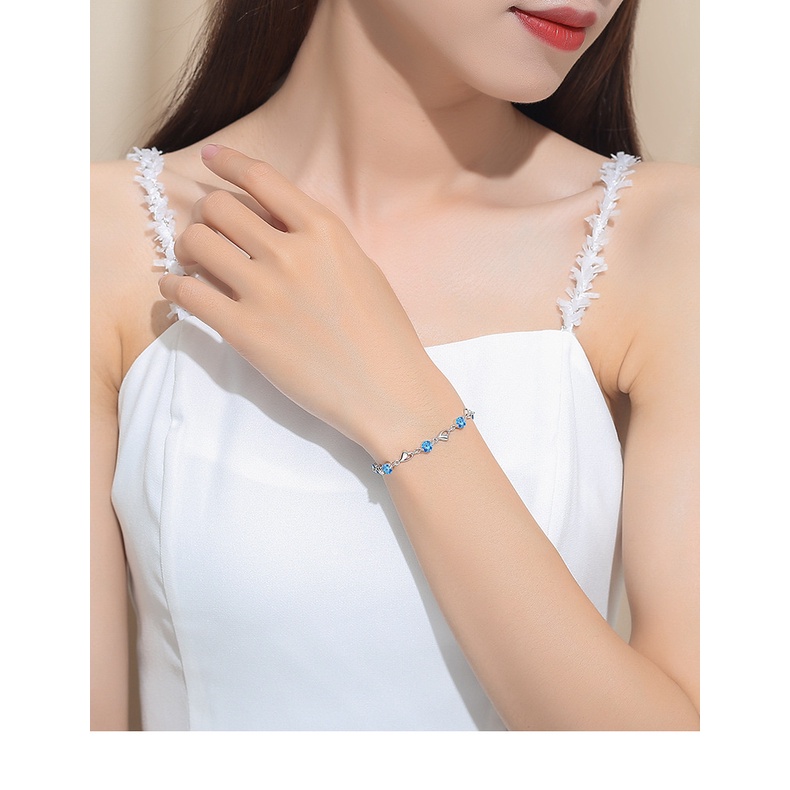 Lắc Tay nữ Bạc Ý S925 Đính Đá Sang Trọng Quí Phái LTZIRCONXANH3
