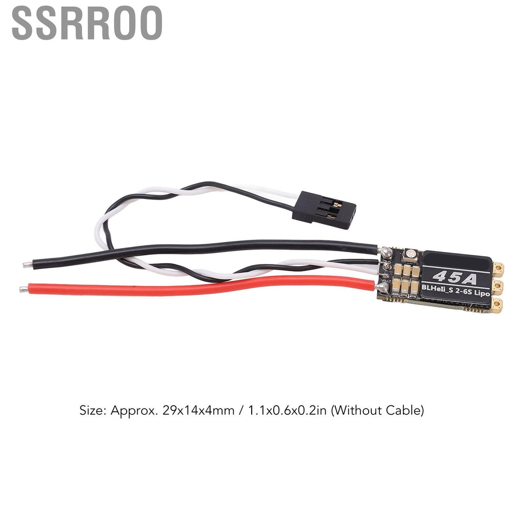 Ssrroo Brushless ESC 45A RC Accessories with Integrated RGB LED Light for FPV Traversing Machine 4 Axes UAV Black