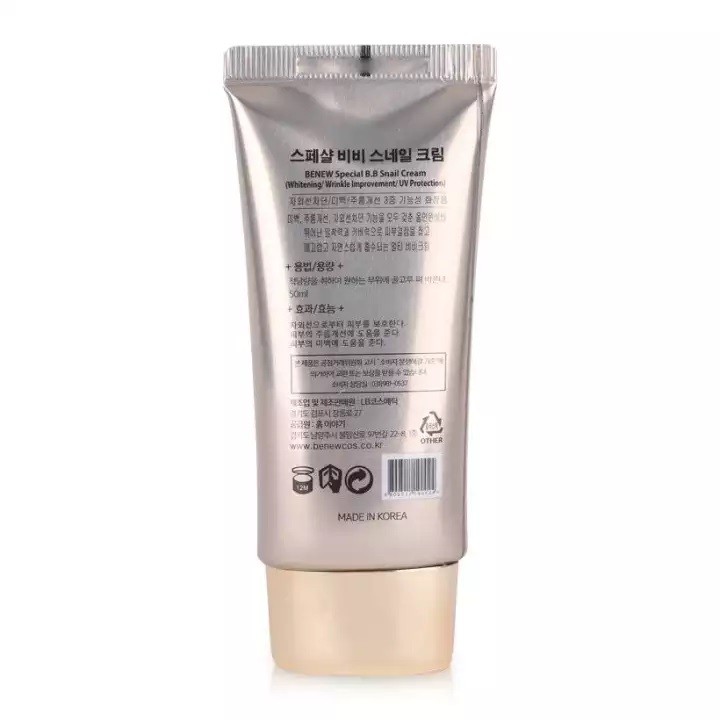 Kem nền BB che khuyết điểm BENEW Special Snail Cream 50ml