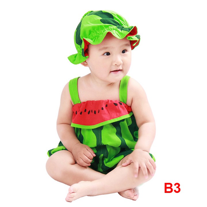 bộ body cho bé mẫu bí ngô, dưa hấu, hổ vằn cho bé trai bé gái 4-14kg