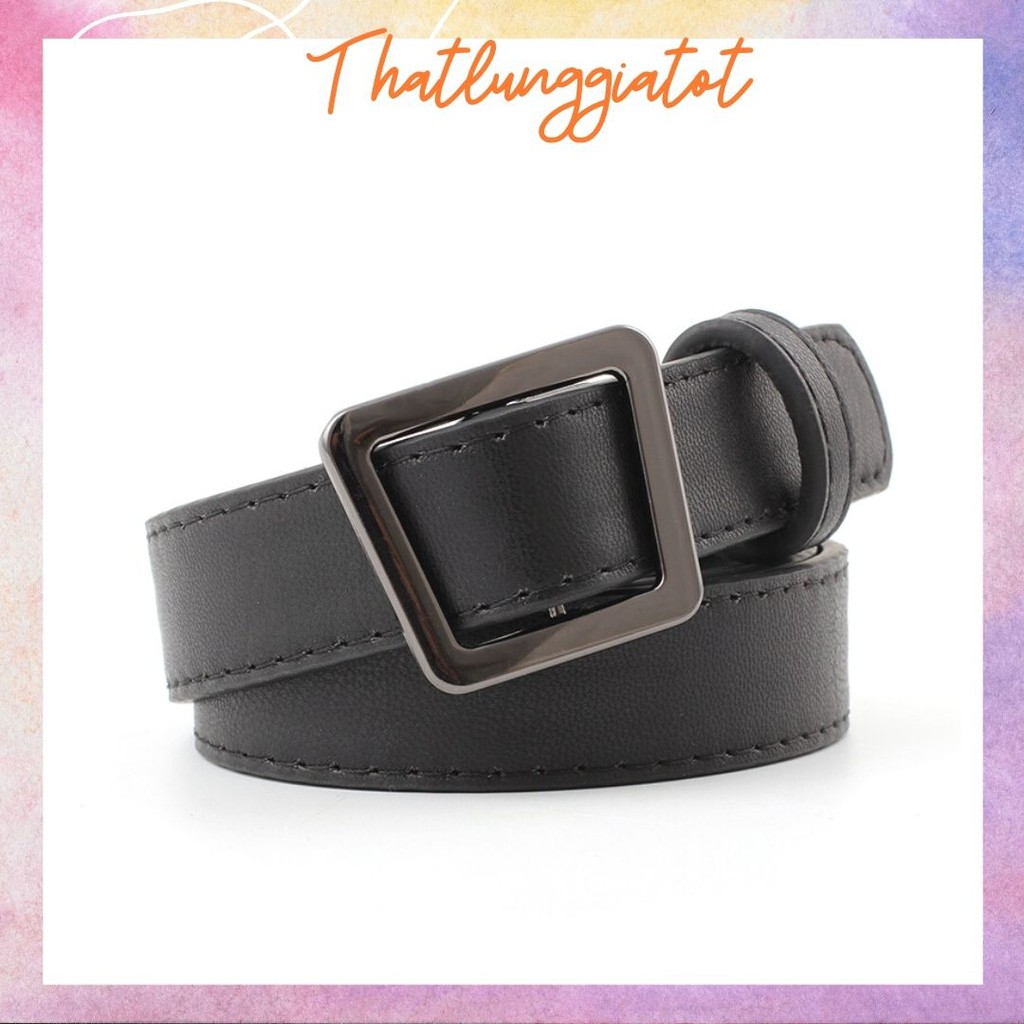 Thắt lưng nữ Ulzzang đầu đen đơn giản, không lỗ 2.3cm (hỗ trợ cắt dây nịt) TL077 - Thắt Lưng Giá Tốt