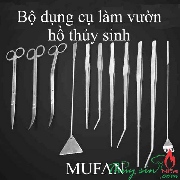 Bộ dụng cụ Mufan | Kéo tỉa cây thủy sinh | Nhíp thẳng | Nhíp cong | Dây vệ sinh IN/OUT | Kéo lượn sóng | Kéo cong |