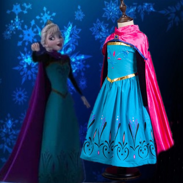 Kids Halloween Costume Cosplay Sequin Girl Frozen Elsa Anna Princess Fancy Dress Birthday Gift