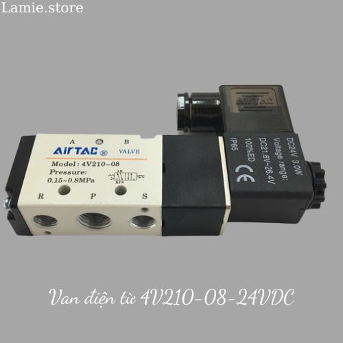 Van điện từ khí nén ⚡ CAO CẤP ⚡ Van điện từ 4V210-08-24VDC 1 coil AIRTAC độ bền cao ren 13