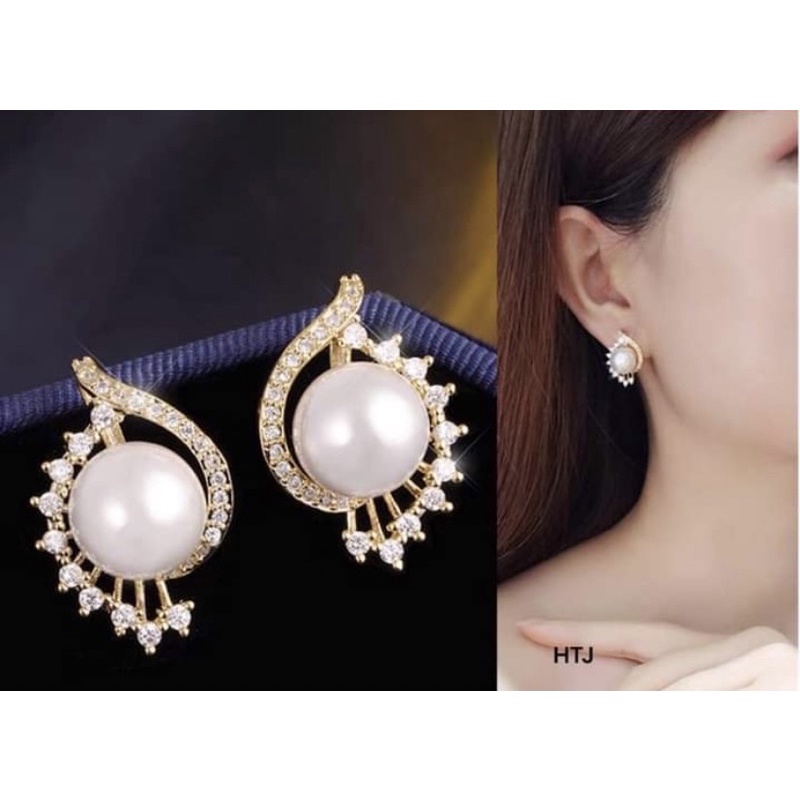 Bông tai BẠC gắn trai thật nước ngọt sang chảnh