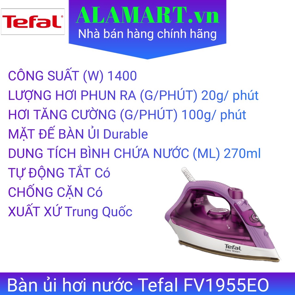 Bàn ủi hơi nước Tefal FV1955E0 - công suất 1400W - hàng chính hãng