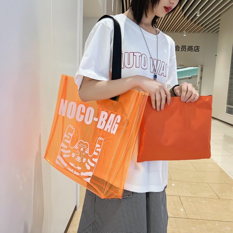 Túi Xách Đeo Vai Bằng PVC Trong Suốt Cỡ Lớn Chống Thấm Nước Thời Trang Mùa Hè Cho Nữ