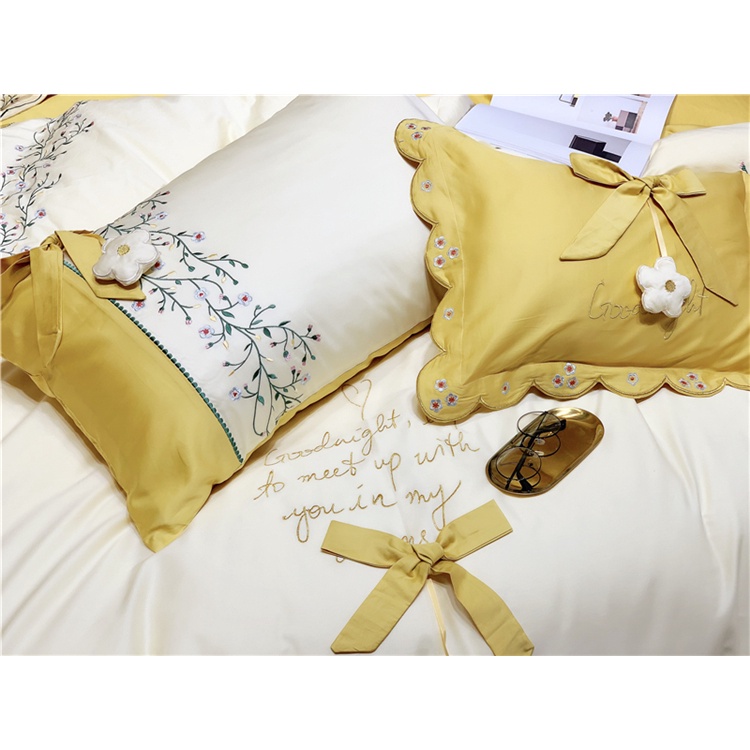 173222 Bộ chăn ga gối cho giường 150-180*200cm 4CT cotton 100% 60S thêu cao cấp hàng nhập Giá 4400k