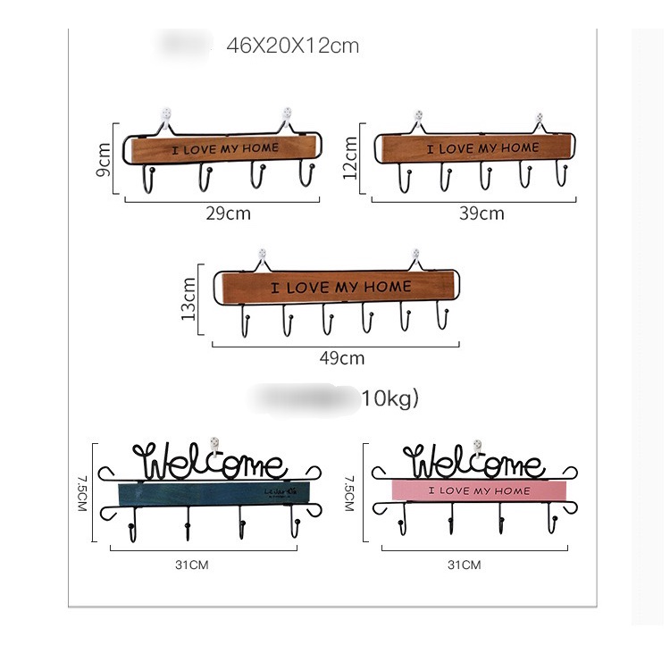 Móc Gỗ Treo Tường Decor I LOVE MY HOME 4 móc 29cm  TPL100