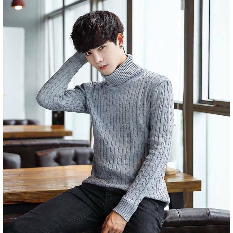 Áo Len Cổ Lọ Nam,Chất Liệu Len Thừng Đan Phối Dày Dặn Dáng Vừa Phù Hợp với cả nam và nữ