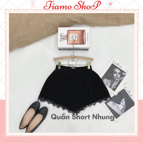 Quần Short Nhung Phối Ren,Hàng Hot Hit, Sỉ SLL, (Ảnh Thật)