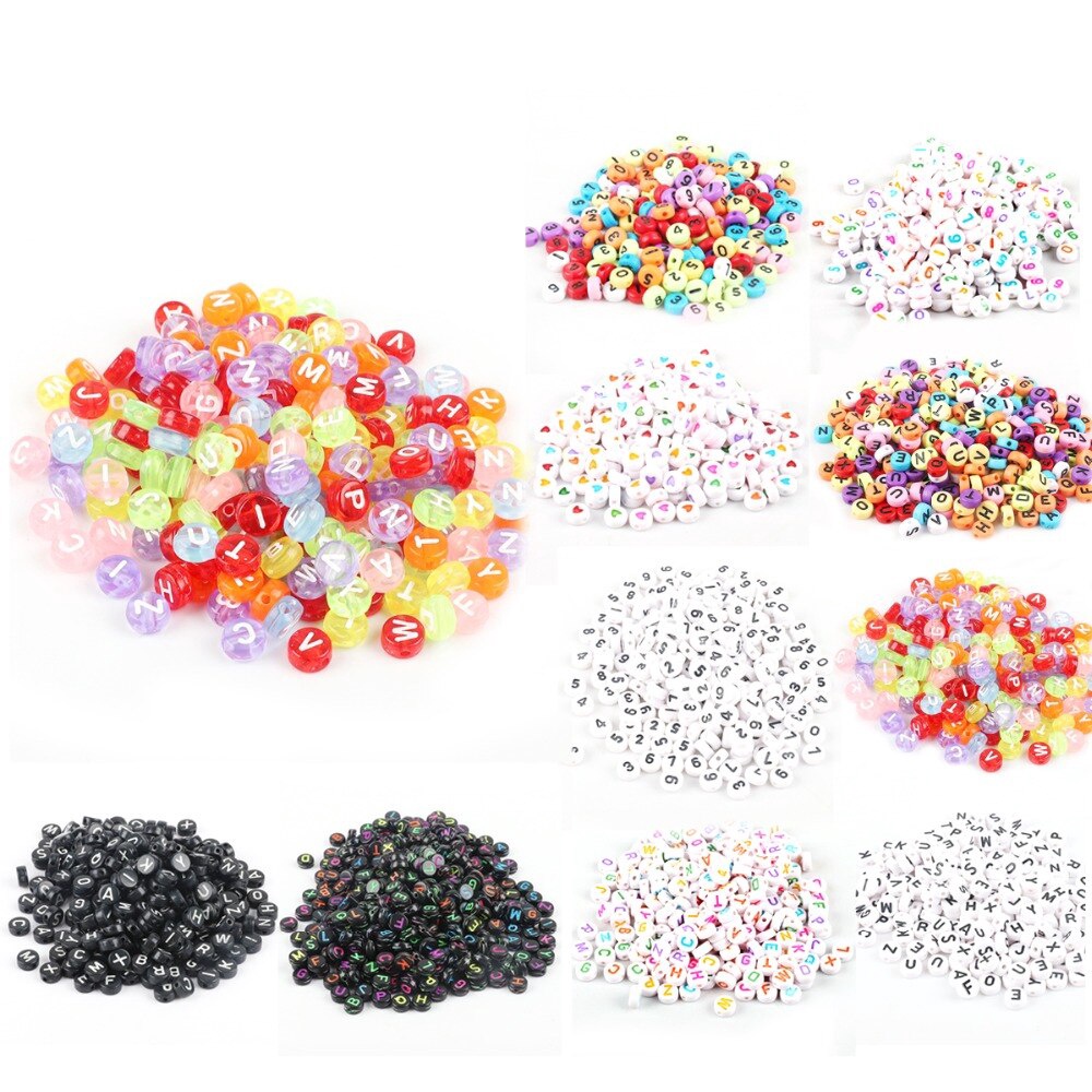 Set 100 hạt nhựa acrylic hình chữ cái tiếng Anh dùng làm đồ trang sức thủ công