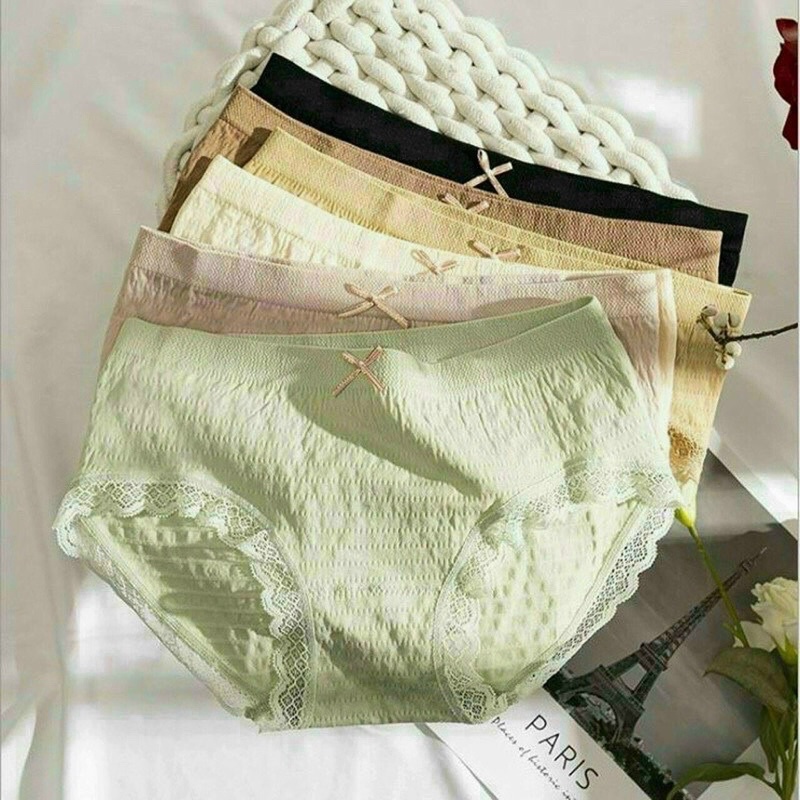 Quần lót nữ cotton co dãn,quần chip nữ chất đẹp, set quần lót thoáng khí viền ren 4 màu