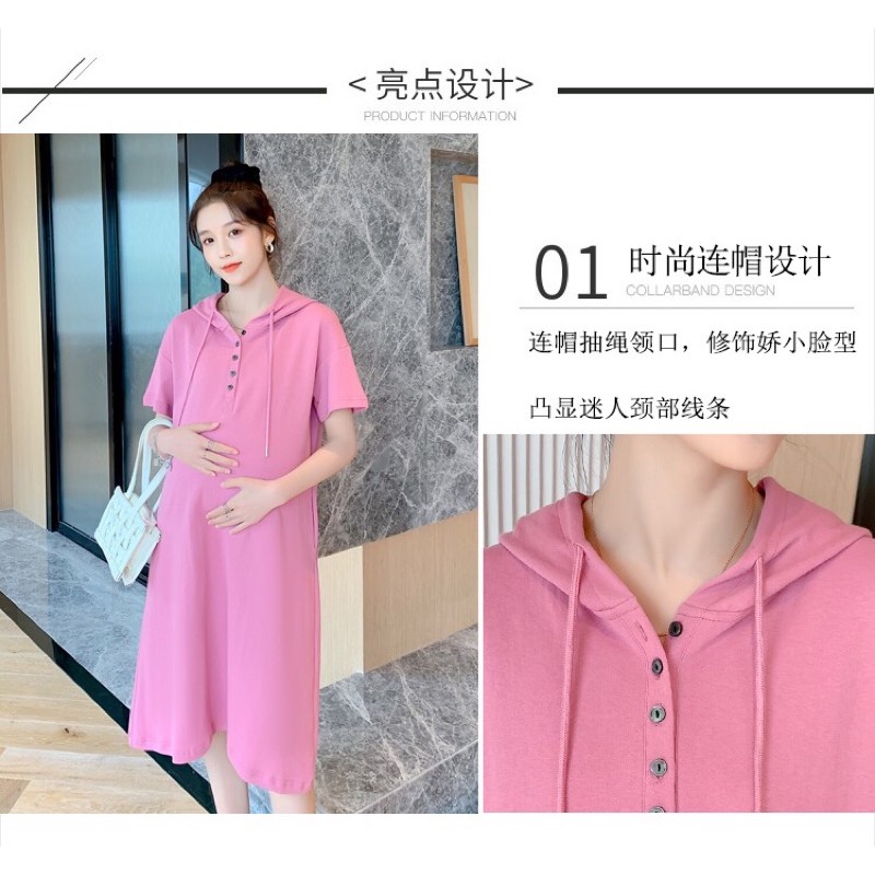 váy bầu đầm bầu dáng xuông dài rộng chất cotton mát mặc hè hợp thời trang ✅sẵn hàng hồng xl-2xl✅