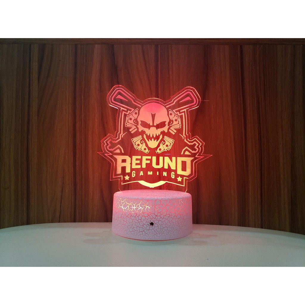 Đèn ngủ 3D led để bàn, trang trí cảm ứng 16 màu logo Refun gaming | Tặng kèm móc khóa 3D | Làm theo yêu cầu