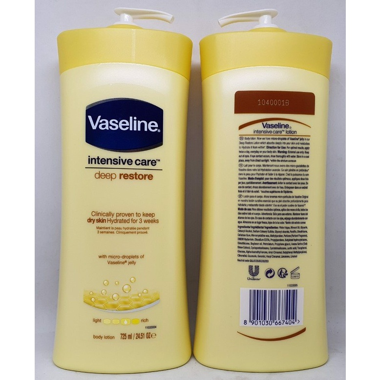 [CHÍNH HÃNG] Sữa Dưỡng Thể Vaseline Intensive Care Deep Restore 725ml- Thẩm thấu, bảo vệ da | BigBuy360 - bigbuy360.vn