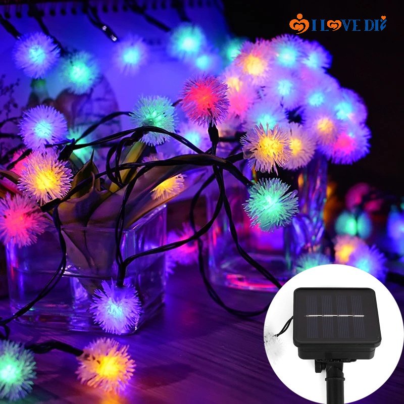Dây Đèn LED Trang Trí Hình Quả Cầu Hoa Bồ Công Anh Sử Dụng Năng Lượng Mặt Trời