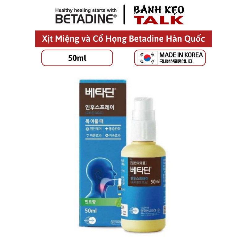 Xịt sát khuẩn miệng và cổ họng Betadine Nội Địa Hàn Quốc chính hãng 50ml