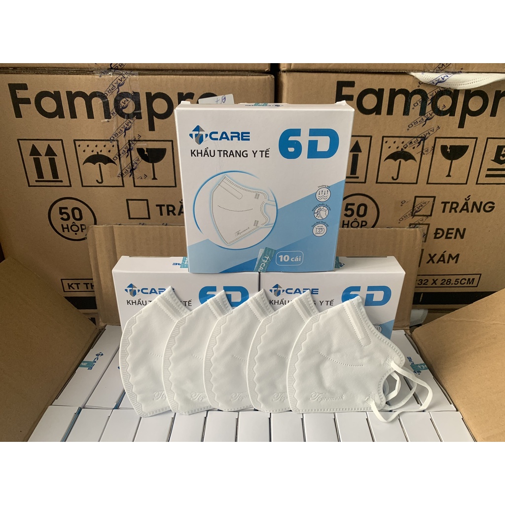 Khẩu trang y tế 6D 4 lớp ôm vừa mặt, siêu mềm mại