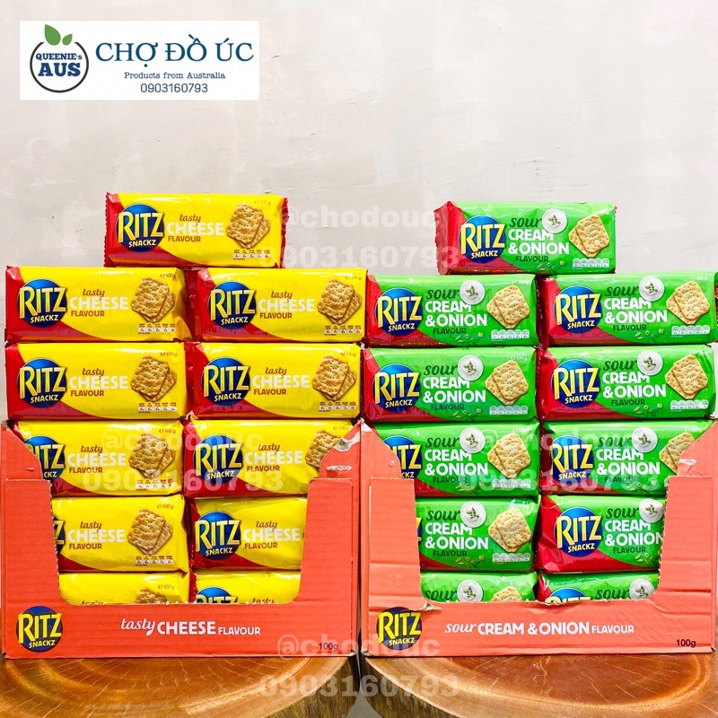 Bánh quy giòn Ritz Snackz vị phô mai & vị hành tây - nhập Úc 🇦🇺