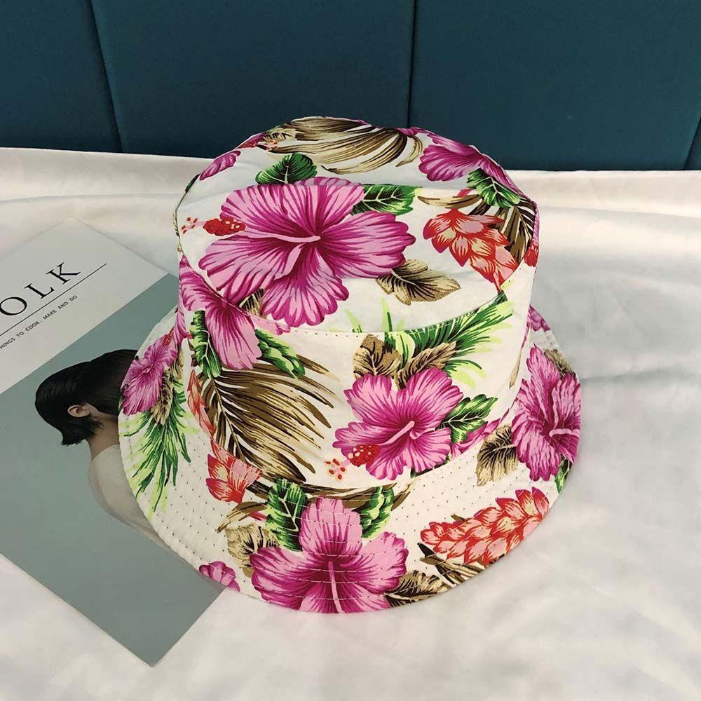 IVORY Nón Bucket Hai Mặt In Họa Tiết Hoa Phong Cách Hip Hop Thời Trang Cho Nữ