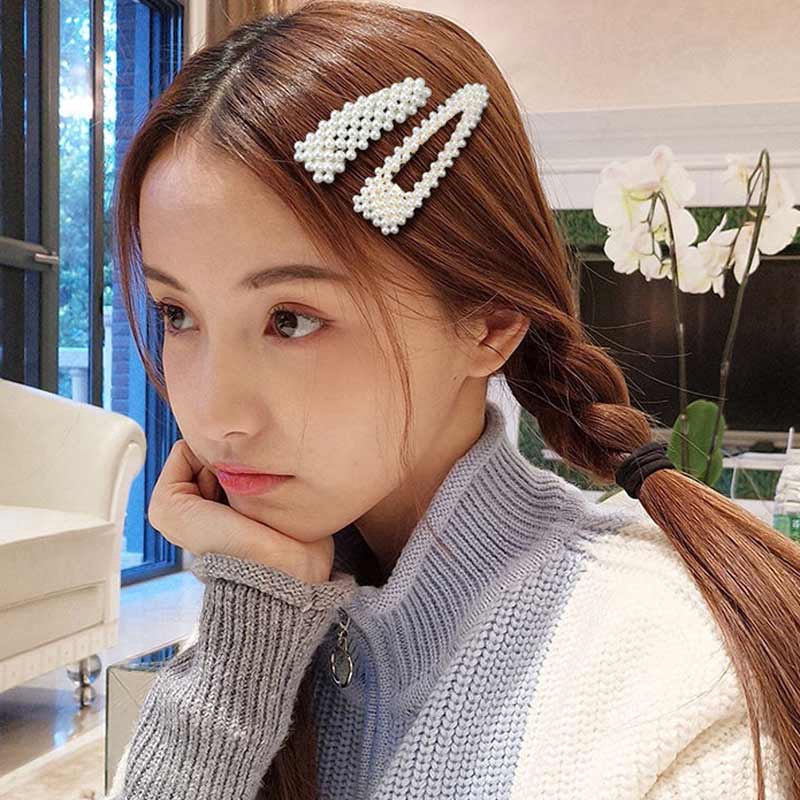 Kẹp tóc đính ngọc trai giả phong cách Hàn Quốc sang trọng cho nữ
