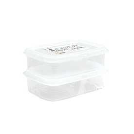 Bộ 2 hộp bảo quản thực phẩm Nakaya 450ml nhựa trong cao cấp Nội địa Nhật Bản