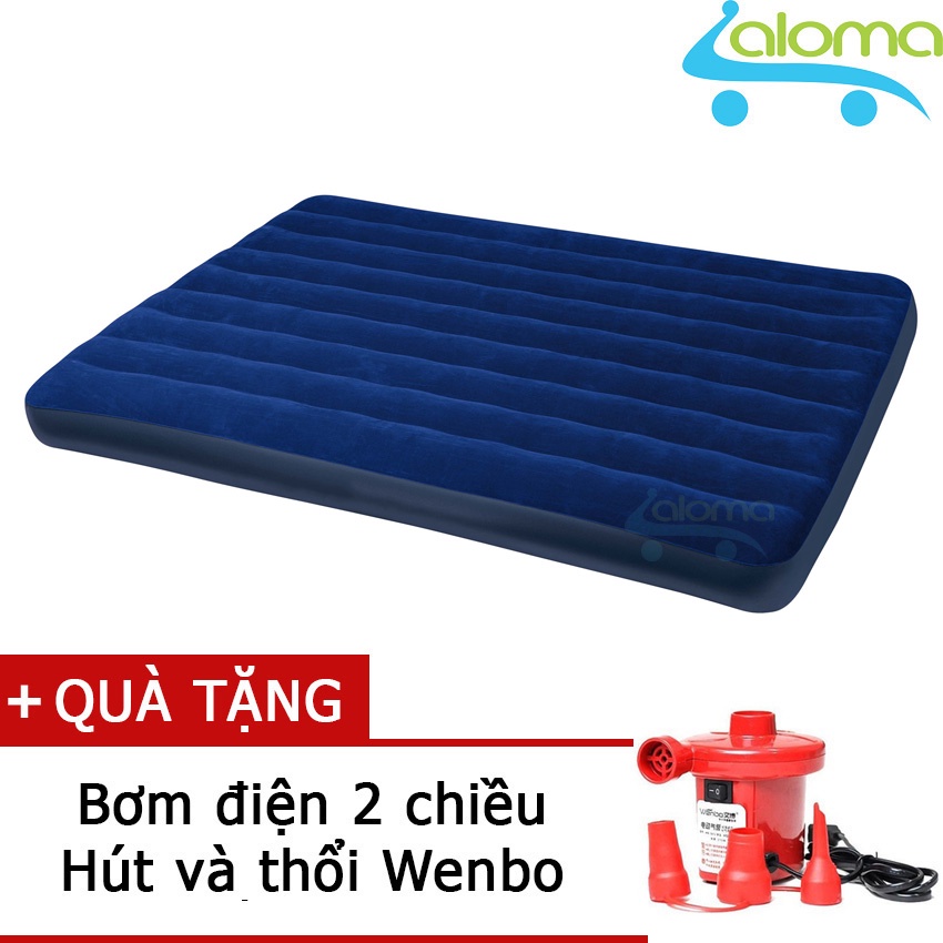 Đệm hơi intex phủ nhung 68759 + Tặng bơm điện (152x191x22cm)