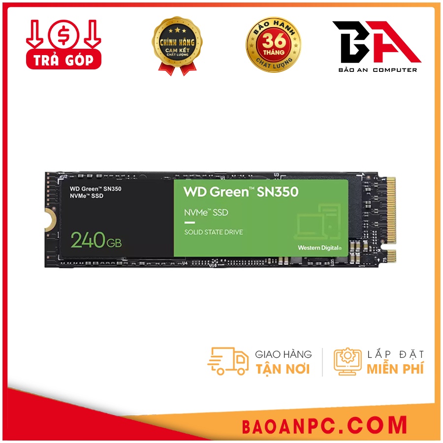 Ổ cứng SSD 240G Western Green SN350 NVMe PCIe Gen3x4 M.2 2280 | BigBuy360 - bigbuy360.vn