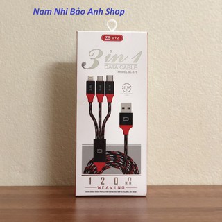 [Rẻ Vô Địch] Cáp Sạc 3 in 1 Byz BL -675 cao cấp. Dành cho tất cả các Điện Thoại