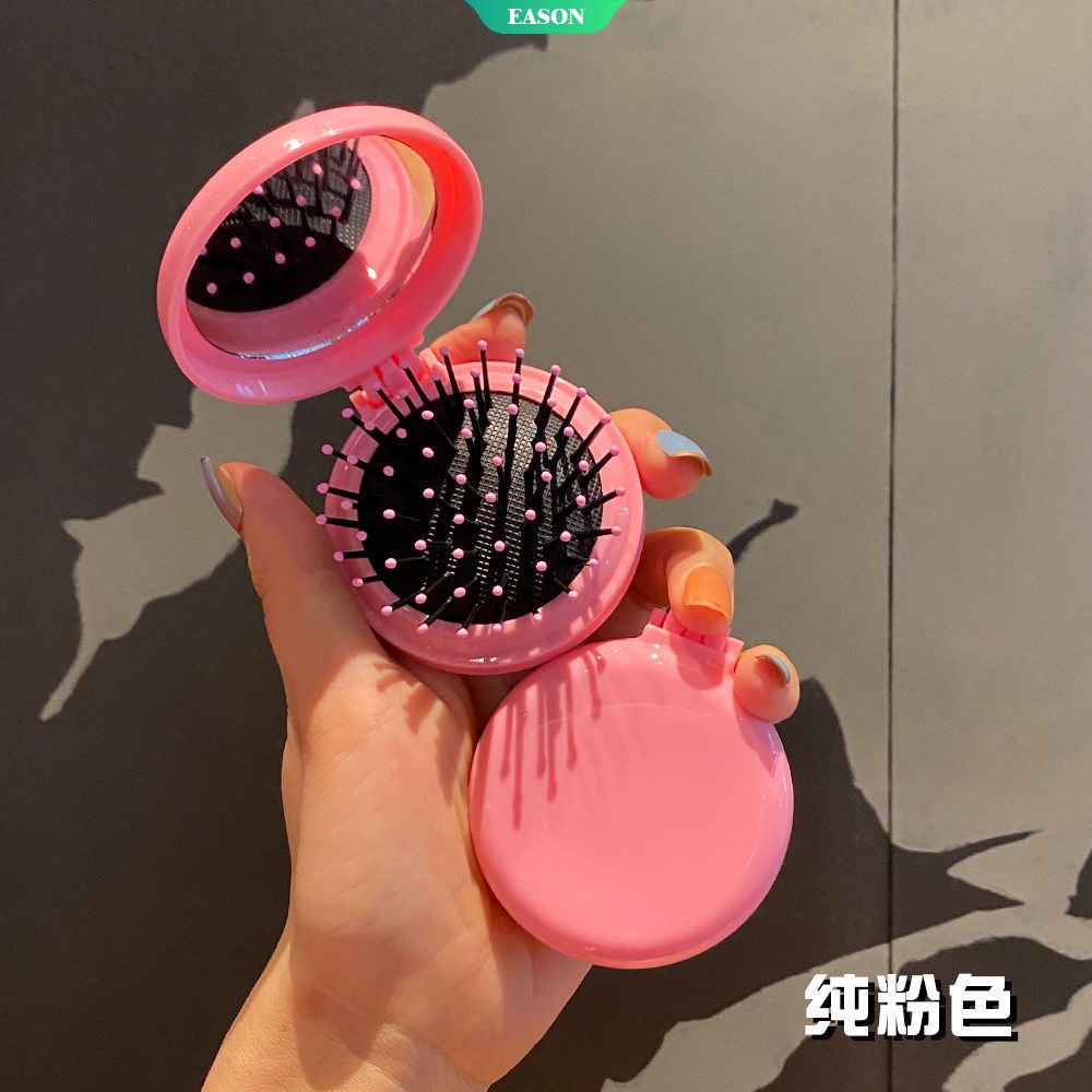 1 Lược Chải Tóc Massage Da Đầu Hình Tròn 5 Màu Tùy Chọn Kèm Gương Tiện Dụng