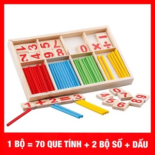 Đồ chơi toán học - Bộ gồm 70 que tính, số và các dấu - giúp trẻ học phép tính dễ dàng