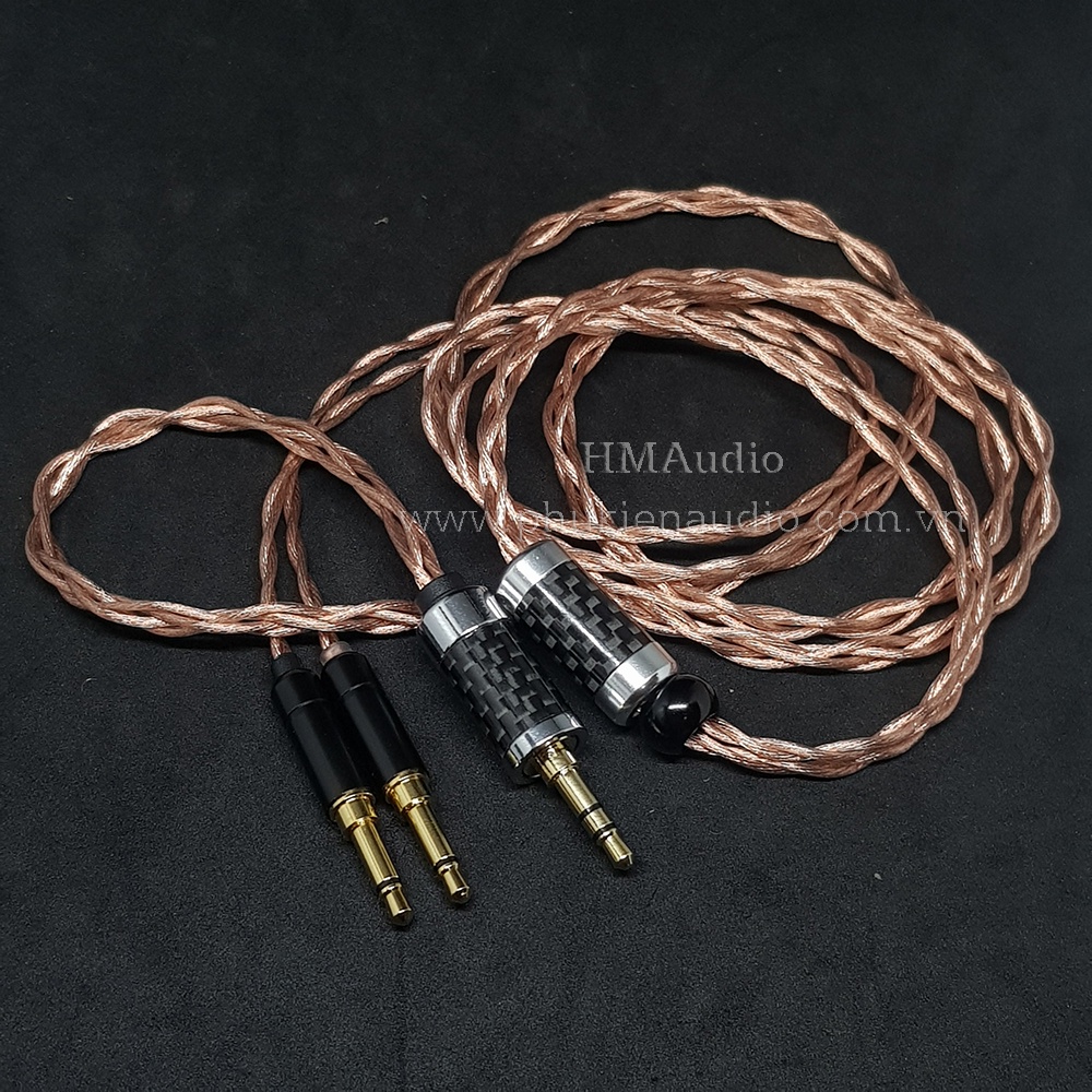 Dây tai nghe đồng 7NOCC Litz 23AWG tết 4 1.25mm - Hifiman Dual 3.5mm - Ananda Arya Susvara Sundara