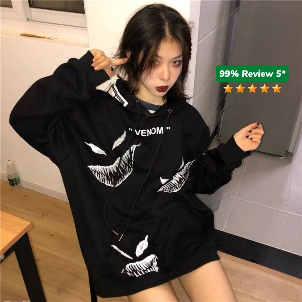 Áo khoác nỉ Hoodie KN17 hoạ tiết Venom cực ngầu, form unisex cho nam và nữ, chất nỉ êm ái, co giãn, có mũ