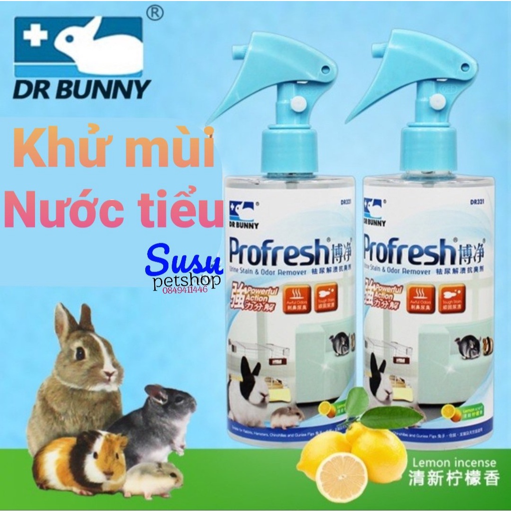 Xịt khử mùi nước tiểu, diệt khuẩn vệ sinh chuồng thú cưng 300ml - Dr.Bunny