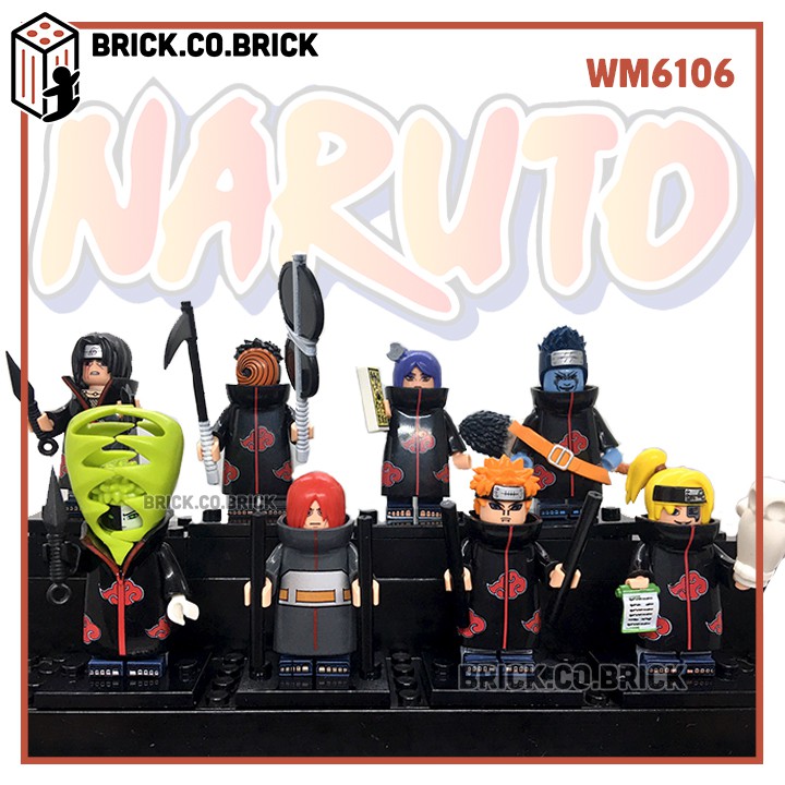 NARUTO - Combo 16 nhân vật Obito, Sasuke, Kakashi, Sasori, Kakuzu, Madara,Deidara Đồ chơi lắp ráp non lego WM6105