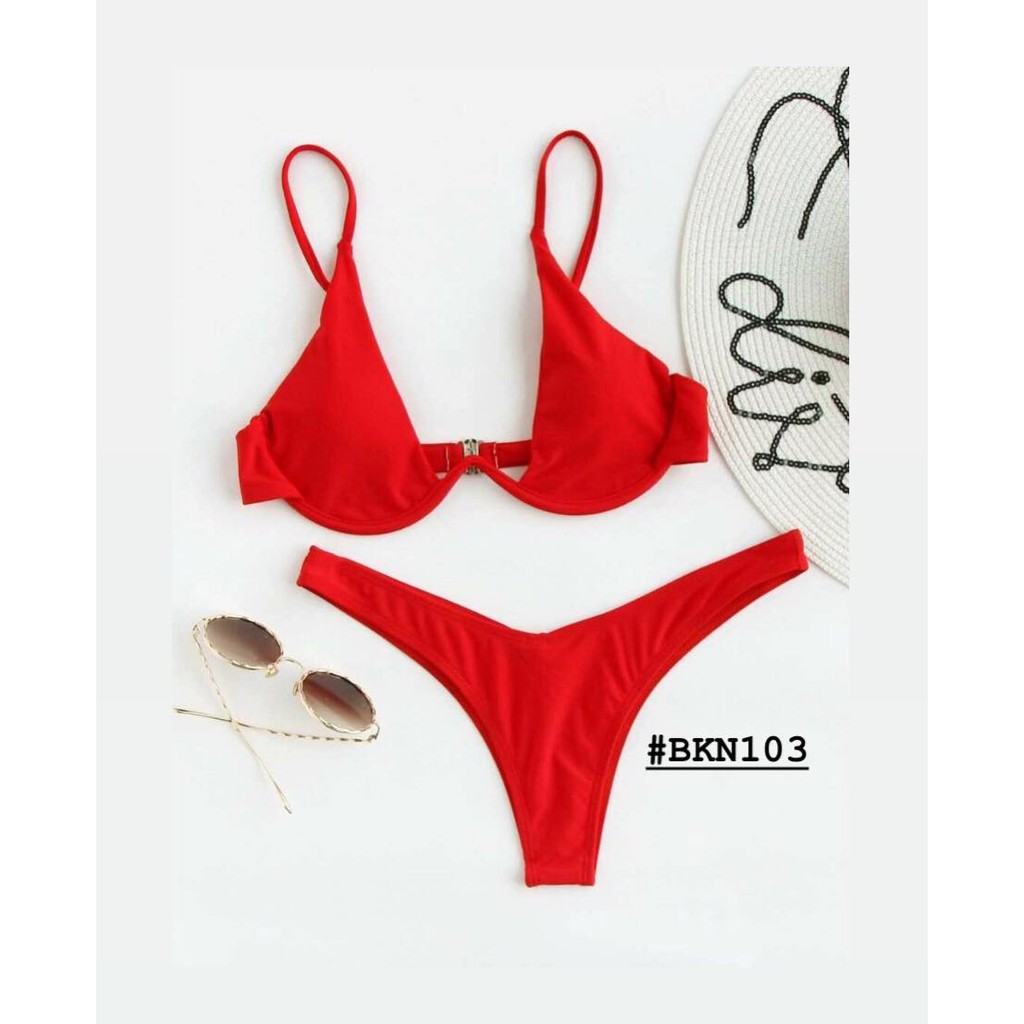 [BKN103] &lt;ÂU&gt; SET BIKINI 7 MÀU QUẦN THONG/LỌT KHE (CÓ GỌNG) [ĐEN/XANH COBALT/XANH NEON/RÊU/ĐỎ/CAM]