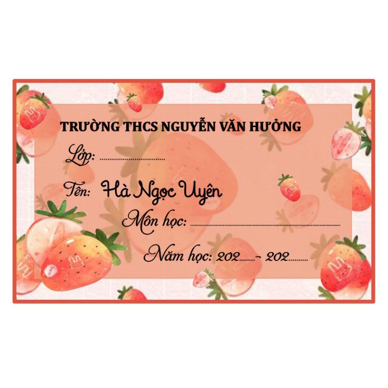 Combo nhãn vở trái cây dễ thương. Nhắn tin để điền tên theo yêu cầu nha!