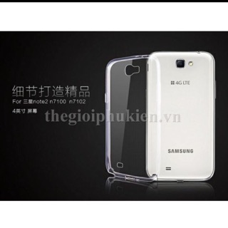 Combo 1 ốp dẻo trong suốt tặng 2 kính cường lực cho samsung Note 2