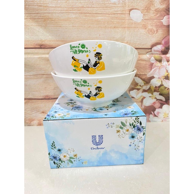 Bộ 2 tô sứ cao cấp in hoạ tiết hkm Unilever ( 7in - 18cm )