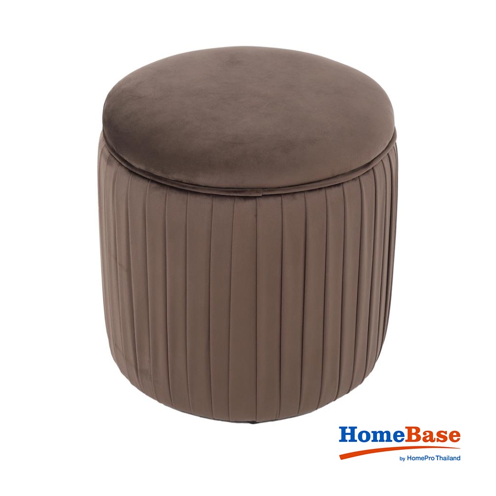 HomeBase FURDINI Ghế đôn tròn bằng gỗ bọc vải cao cấp có đệm lót mousse Thái Lan W42xH42xD40cm màu nâu đậm