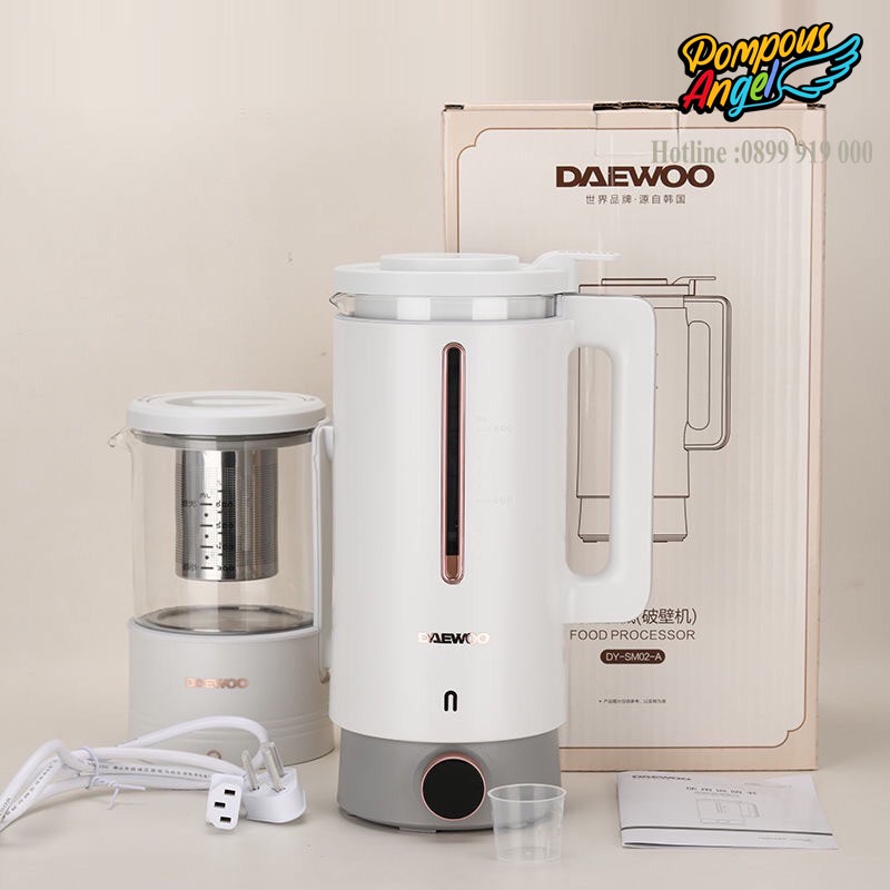 Máy xay nấu làm sữa hạt cùng bình trà dưỡng sinh mini DAEWOO DY-SM02 màu tím bảo hành 12 tháng
