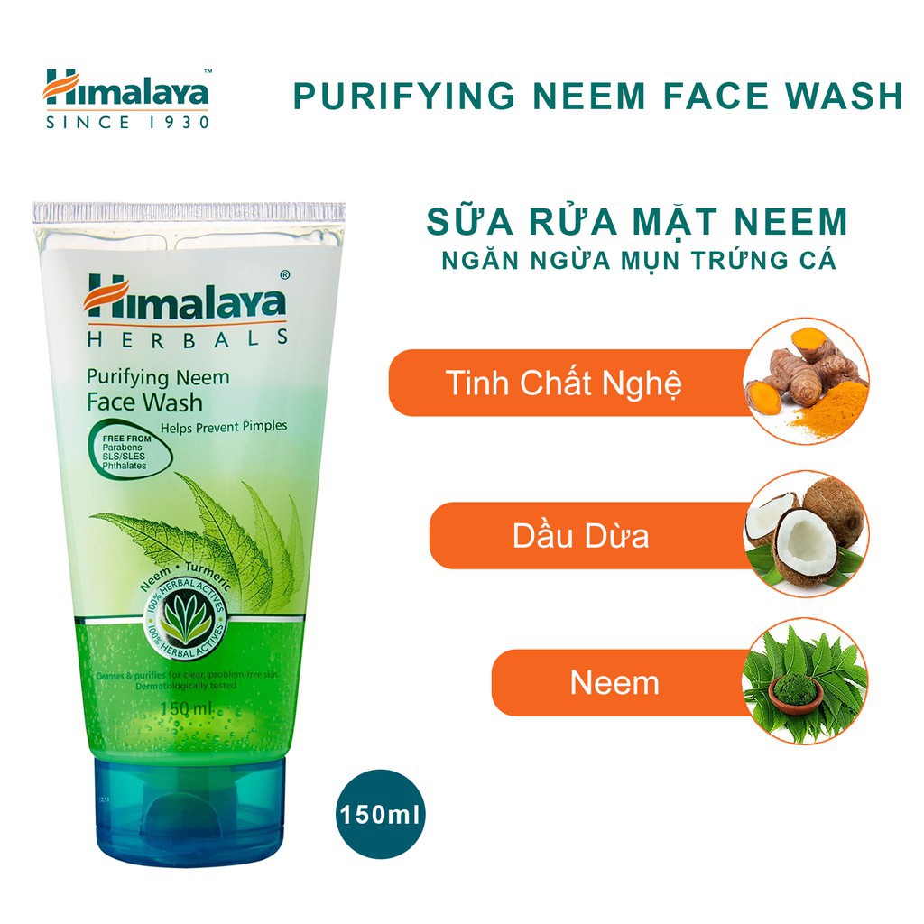 Sữa rửa mặt giảm mụn mờ thâm và sạch dầu thừa Himalaya Purifying Neem Face Wash 150ml