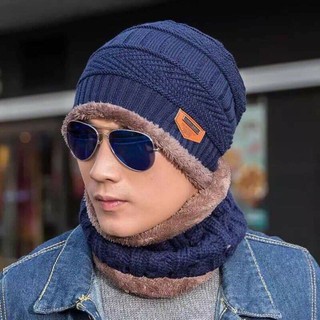 Sét mũ len lót lông kèm khăn ống